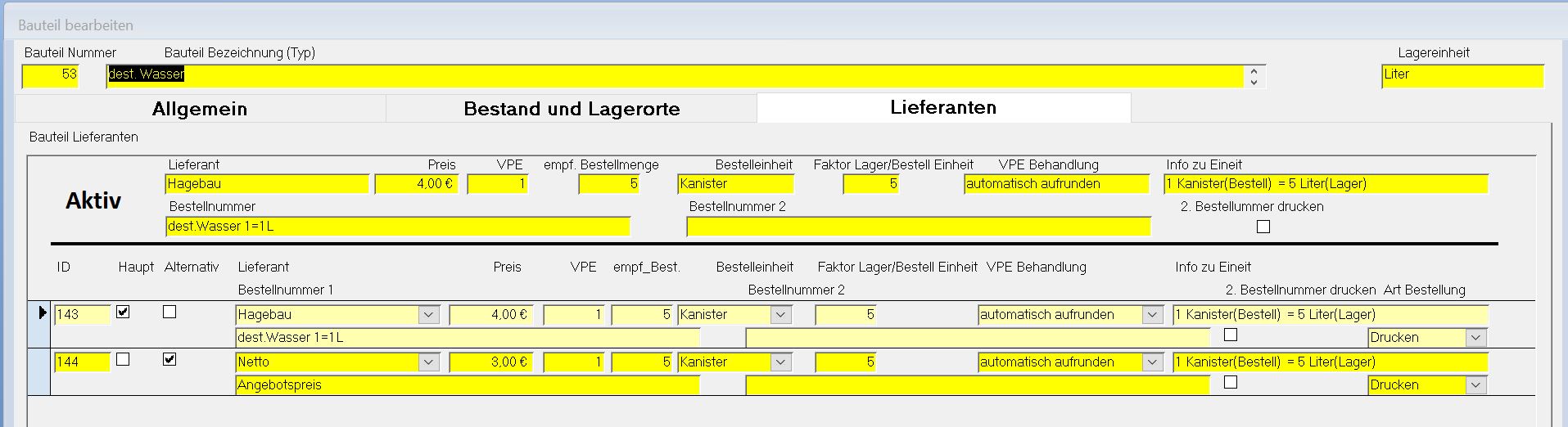 Software für Materialverwaltung, Bauteilverwaltung, Warenwirtschaft, Materialwirtschaft