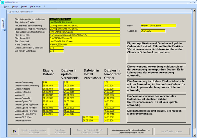 Software für Materialverwaltung, Bauteilverwaltung, Warenwirtschaft, Materialwirtschaft, Update