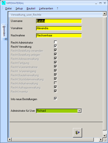 Software für Materialverwaltung, Bauteilverwaltung, Warenwirtschaft, Materialwirtschaft, Userverwaltung